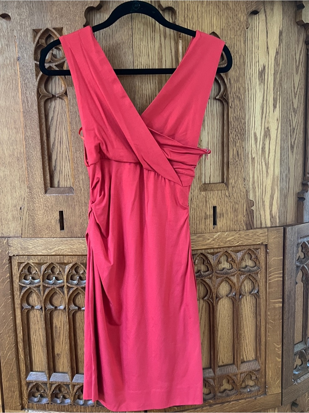 Diane Von Furstenberg Sleeveless V-Neck Coral-Red Midi Dress